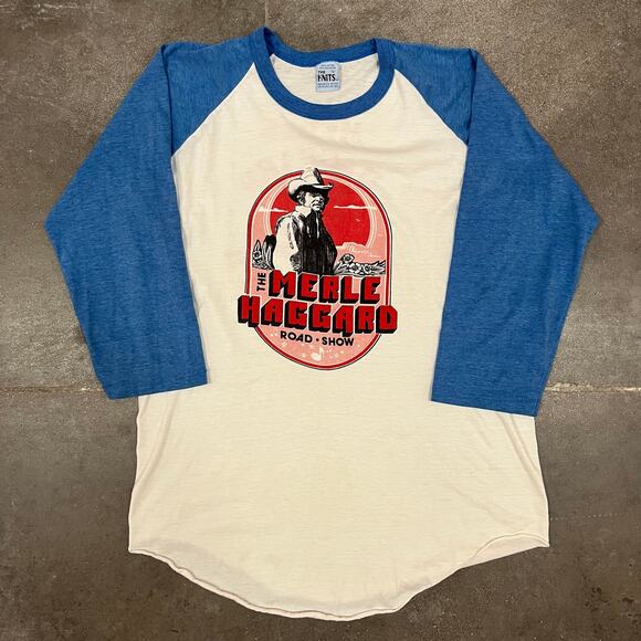 Vintage 1982 Merle Haggard The Road Show Raglan T-Shirt Large - Picture 1 of 5